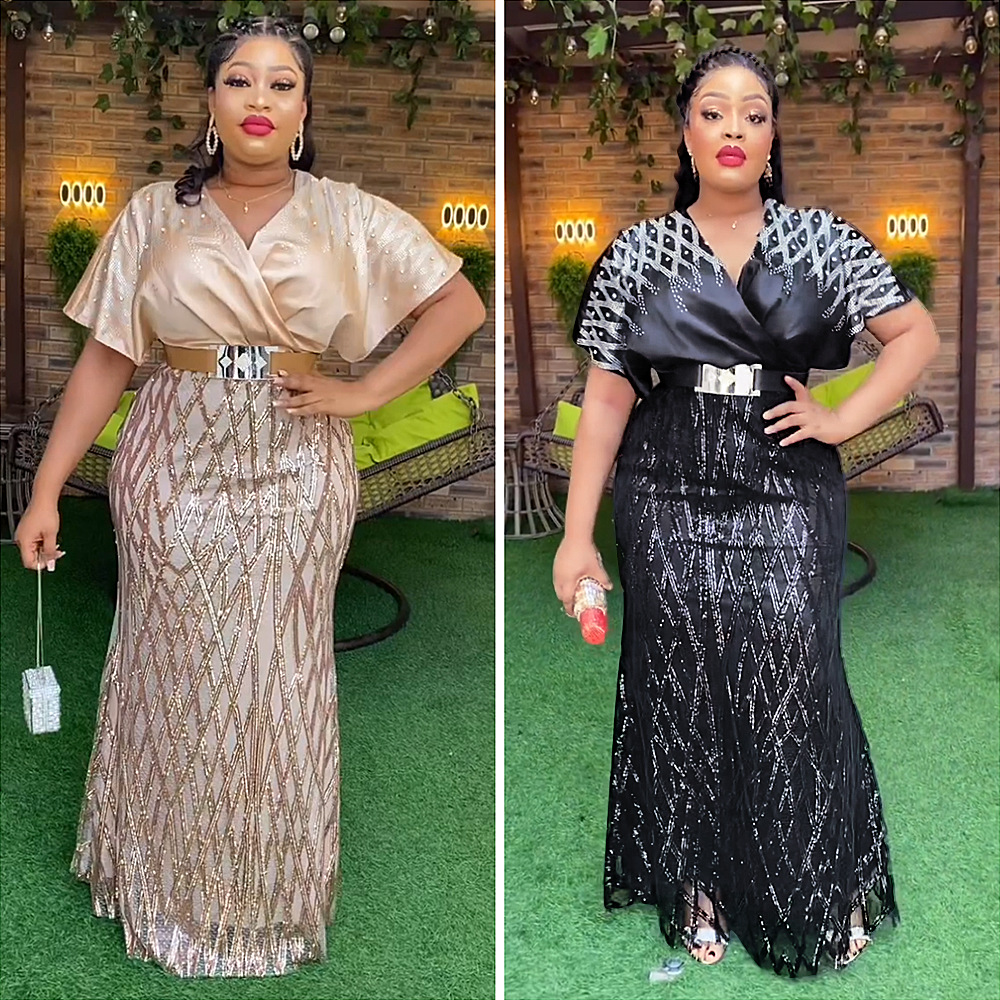 Women's Clothing women's light mature style celebrity dress African beads hot diamond party evening dress_voghion.com