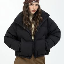 羽绒服女士2025年冬季新款休闲时尚百搭短款纯色立领加厚保暖外套