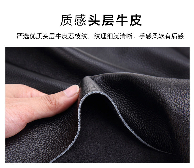 Ba lô da bò lớp đầu cho nam, kiểu dáng tối giản, đa chức năng, ngăn laptop 15 inch — Màu đen chi tiết 7