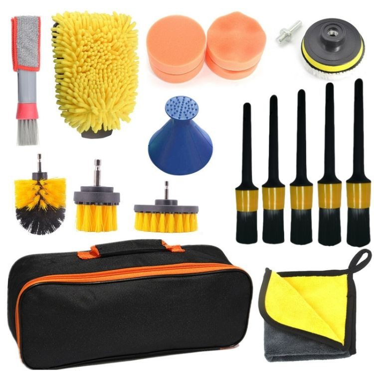 Cross-Border Hot-Selling Electric Drill Brush Car Detailing Car Wash Brush Cleaning Brush Bristle Brush Pen Brush Polishing Set