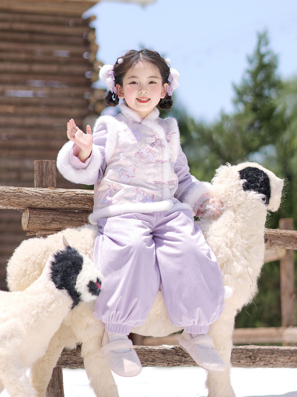 汉服女童2025新款秋冬装加棉加厚儿童国风新年拜年服古风仙气唐装