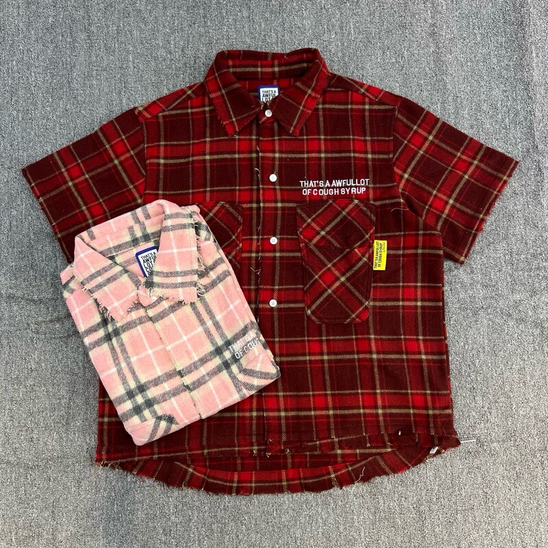 2025 That's a Awful Lot of Cough Syrup Distressed Plaid Short-Sleeve Shirt Trendy