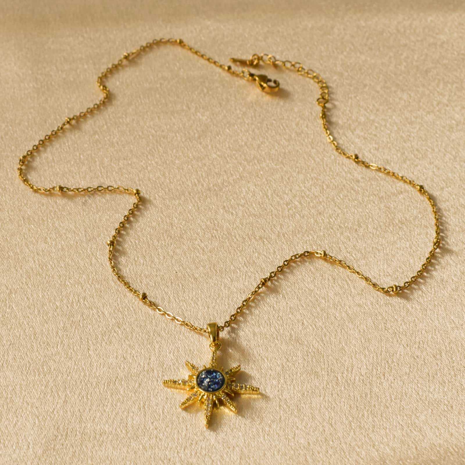 Plating Design Wholesale Jewelry Simple Style Sun 304 Stainless Steel Resin Plating Pendant Necklace Cable Chain