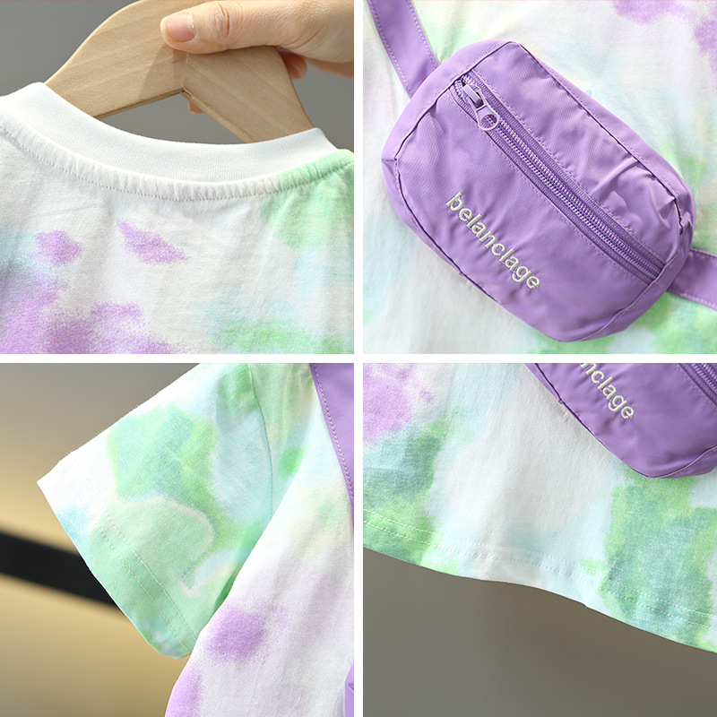 7817 Camiseta de verano para niños 2025 Nuevo estilo de verano para niños tie-dye camisa de media manga bebé ropa coreana de manga corta