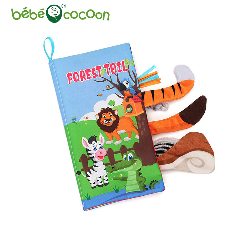 亚马逊跨境外贸英文立体早教布书婴儿撕不烂可啃咬会响尾巴书|ru