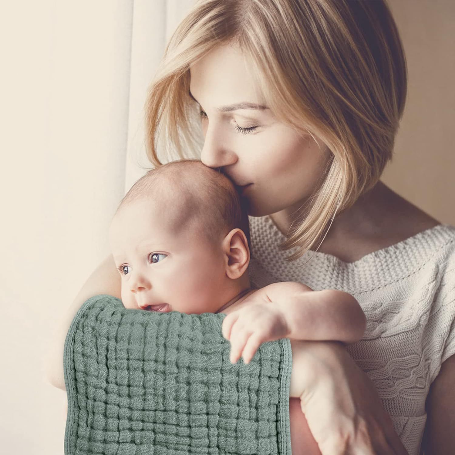 6 toallas de algodón para bebés toallas triangulares ultra suaves absorbibles para niños y niñas Amazon transfronterizas explosión