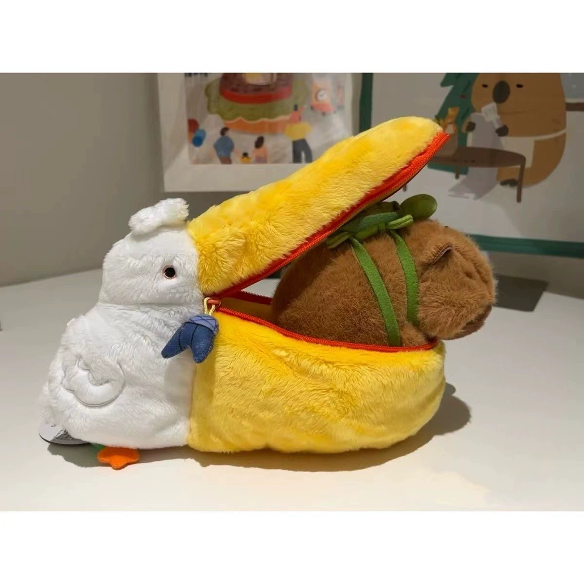 Нанкинский зоопарк Хуншань Пеликанская сумка среднего размера белая милая забавная плюшевая сумка на молнии сумка-сумка для хранения канцелярских принадлежностей