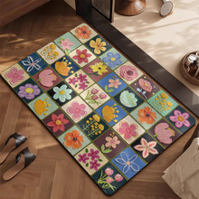 浴室地垫卫生间吸水垫子复古美式油画风厕所门口硅藻泥防滑脚垫子