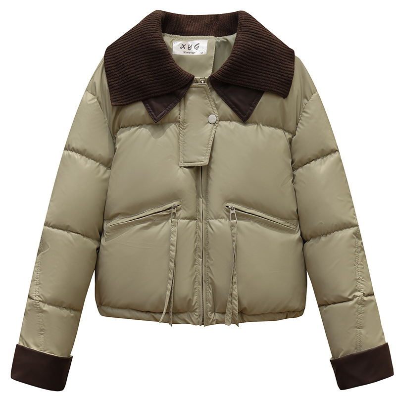 2025 invierno nuevo engrosado corto pequeño chaqueta de algodón de pluma de moda de mujer simple chaqueta de algodón sin lavado image 5