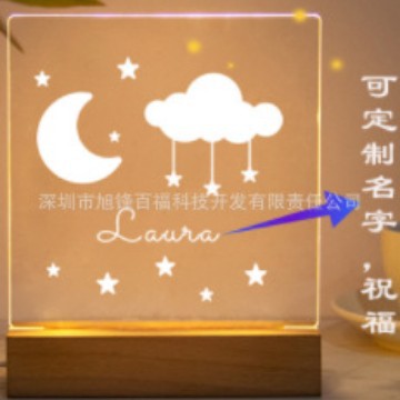 국경 3D NIGHTLIGHT 회사 광고 휴일 생일 선물 DIY 단단한 목제 기본 아크릴 테이블 램프
