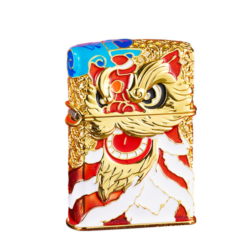 Zorro kerosene lighter enamel lucky head gold wire inlaid enamel collectible gift lighter
