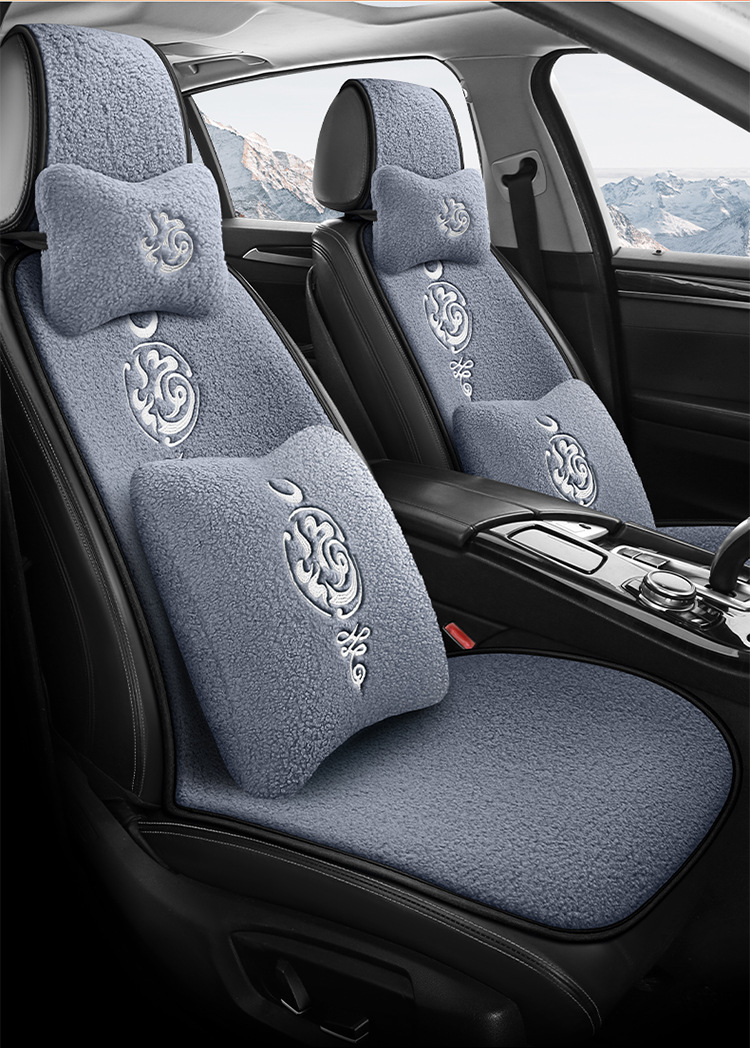 New Plush Car Seat Cushion with the Word "Fu" for Good Luck and Good Luck Embroidered Seat Cushion Car Winter Non-Slip Warm Car Seat Cushion