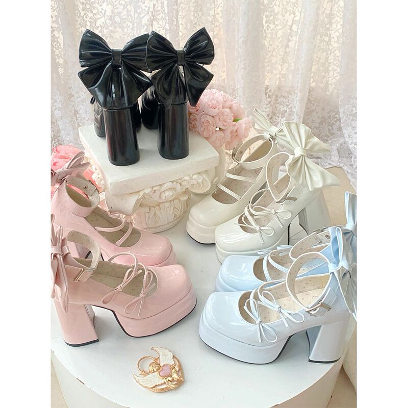Explosions Joker Cute Sweet Soft Girl Bow Japanese Jk Medium Heel Thick Heel Waterproof Platform Shoes 2024 Autumn New Explosions Joker Cute Sweet Soft Girl Bow Japanese Jk Medium Heel Thick Heel Waterproof Platform Shoes 2024 Autumn New
