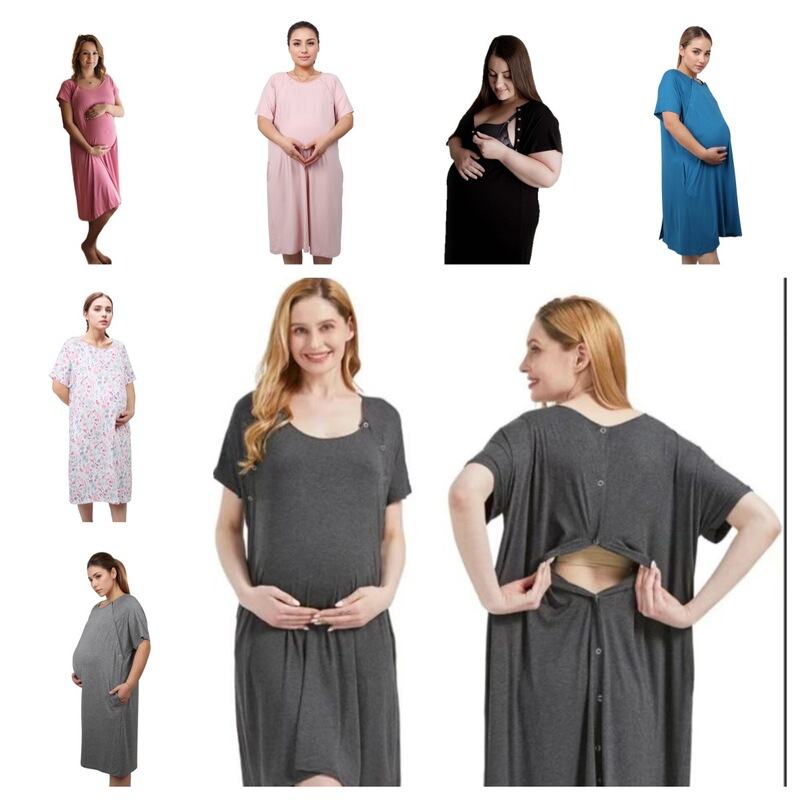 Mama & Wish Labor and Delivery Gown 3 in 1 Labor, Delivery and Nursing Gown for Hospital Made with Ultra-Soft Fabric