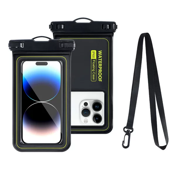 Outdoor Rafting Diving Swimming Mobile Phone Waterproof Bag Touchable Pvc Sponge Floating Mobile Phone Waterproof Bag with Air Bag