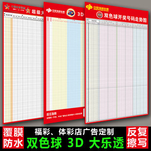 Lucky Lottery Sports Trend Chart Advertising Double Color Ball 3D Lotto Sports Trend Chart Form Color Poster Sticker