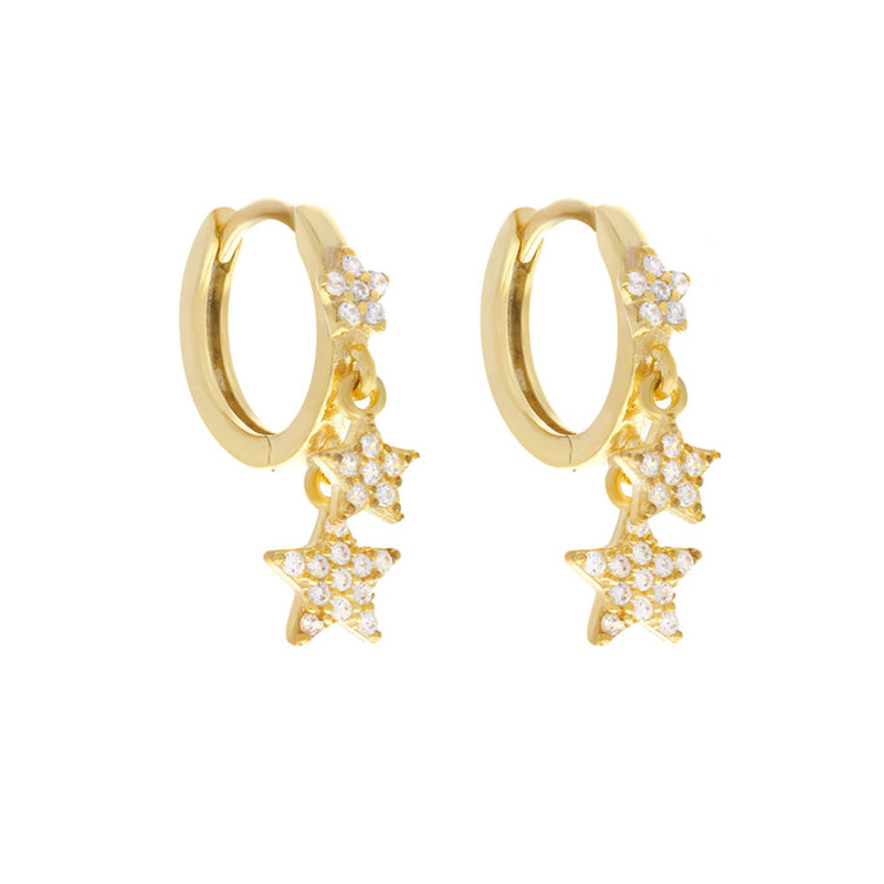 Cobre Micro Incrustaciones Zirconia Estrella Oreja Clip Mujer Moda Pendientes display picture 1