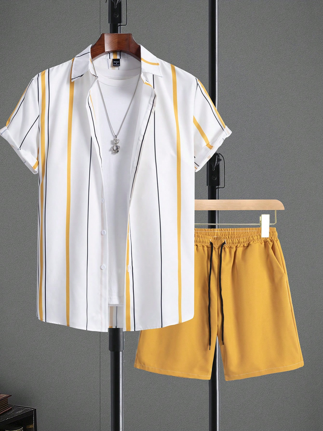 Herren Freizeithemd Und Shorts Set Im Hawaiian Look Sommer Outfit_voghion.com