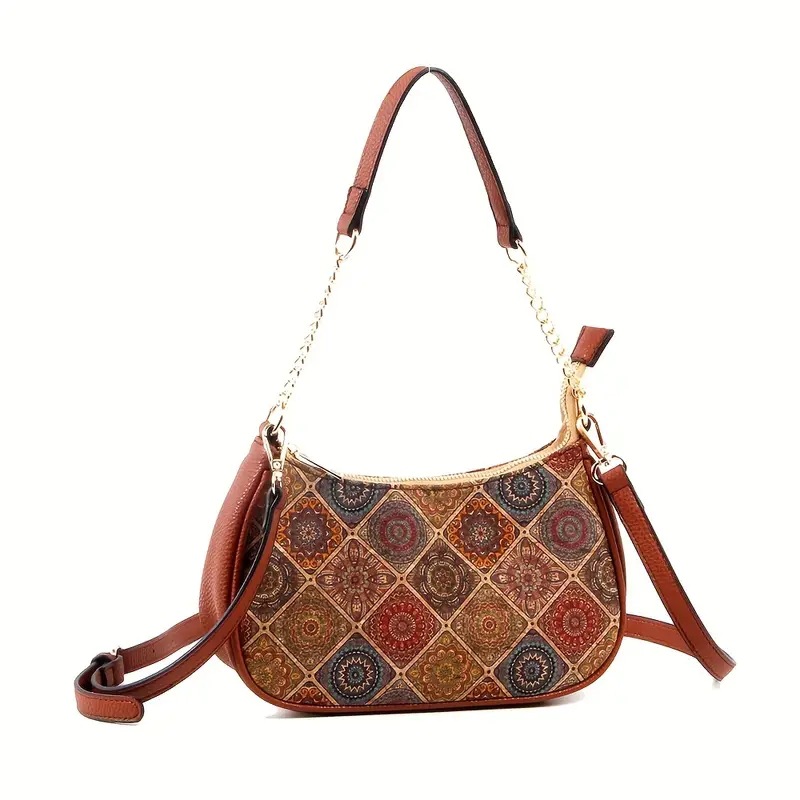 2024 Lingge Printed Art Handbag, Elegant Underarm Bag, Fashionable, Simple, and High Grade Single Shoulder Bag Bottom PU_voghion.com