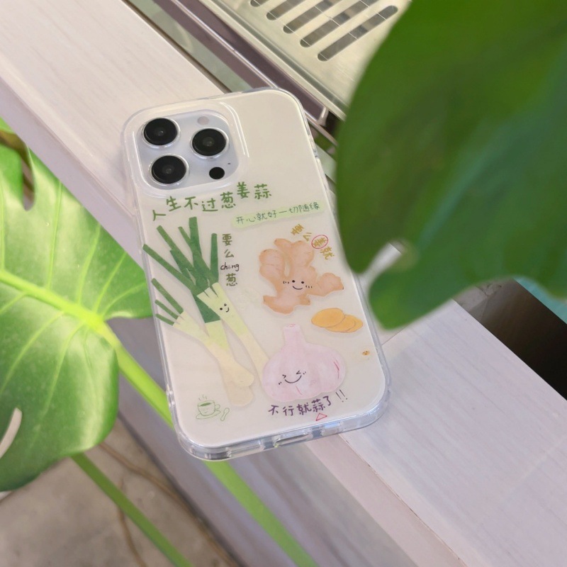 Vida divertida, pero el texto de cebolla, jengibre y ajo es adecuado para Apple 16Pro nueva funda para teléfono móvil 15ProMax 14/13 nuevo