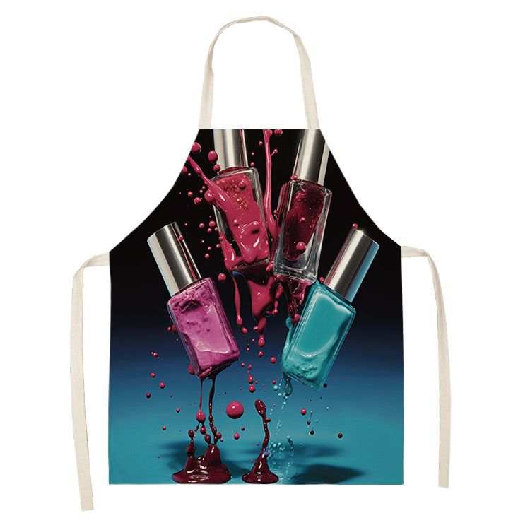 Nueva serie de esmalte de uñas delantal casa cocina supermercado salón de uñas Halter delantal sin mangas logotipo imprimible