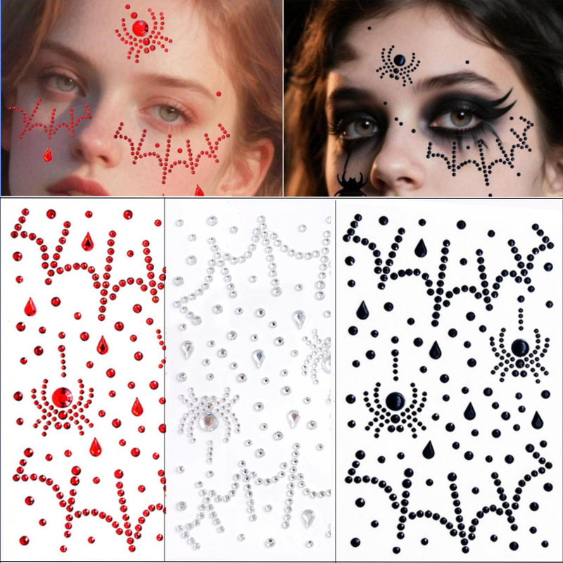 European and American Amazon Halloween Spider Web Shape Diamond Stickers Party Holiday Celebration Face Eye Corner Face Decoration European and American Amazon Halloween Spider Web Shape Diamond Stickers Party Holiday Celebration Face Eye Corner Face Decoration