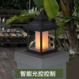跨境圣诞万圣节手提风灯LED蜡烛灯灯笼玻璃室内太阳能灯庭院超亮