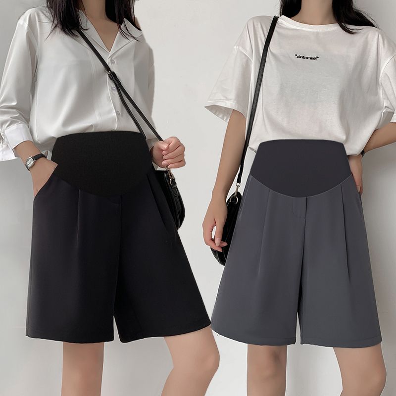 Pregnant Women's Suit Shorts Summer Fashion Outerwear High Waist Five-point Straight Loose Casual Pants Wide Leg Pants