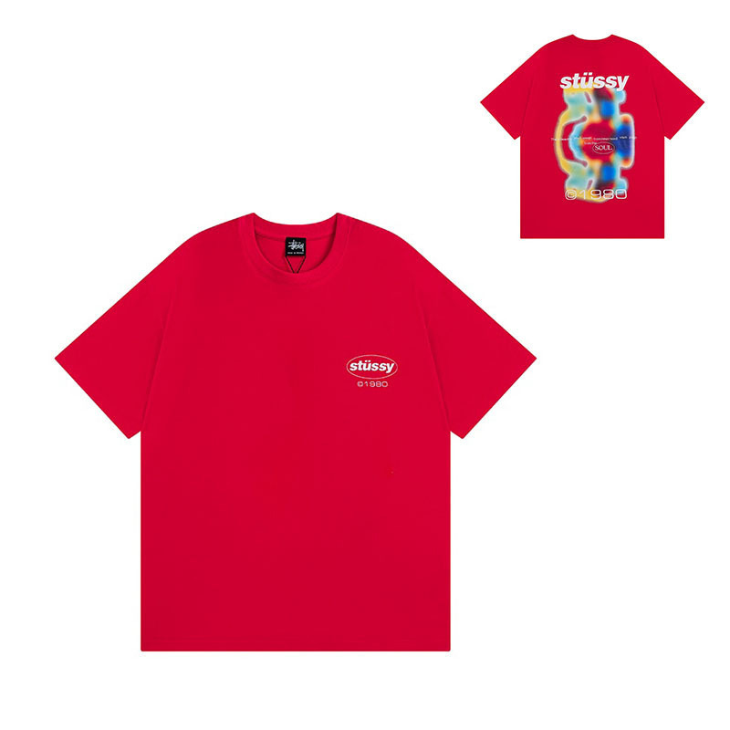 国境を越えた卸売りstyスチュアート黒8クラシック24ss半袖純綿夏ゆるいtシャツ男女同金|undefined