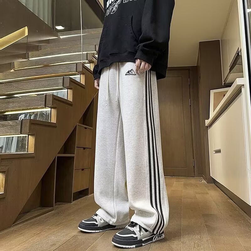 Striped Casual Pants Men's Autumn 2025 New Trendy American Style Loose Straight Wide-Leg Outdoor Sports Sweatpants