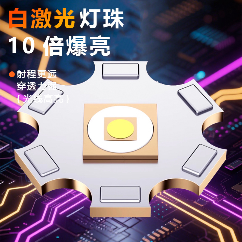 Lintera de luz intensa transfronteriza USB carga de pantalla de linterna portátil fuera de casa camping linterna fuerte