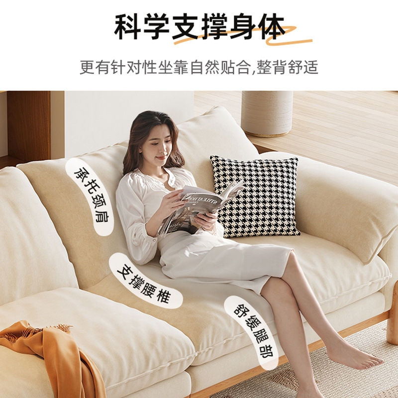 法式复古奶油风棉麻布艺沙发简约直排双人小户型家用实木客厅沙发|undefined