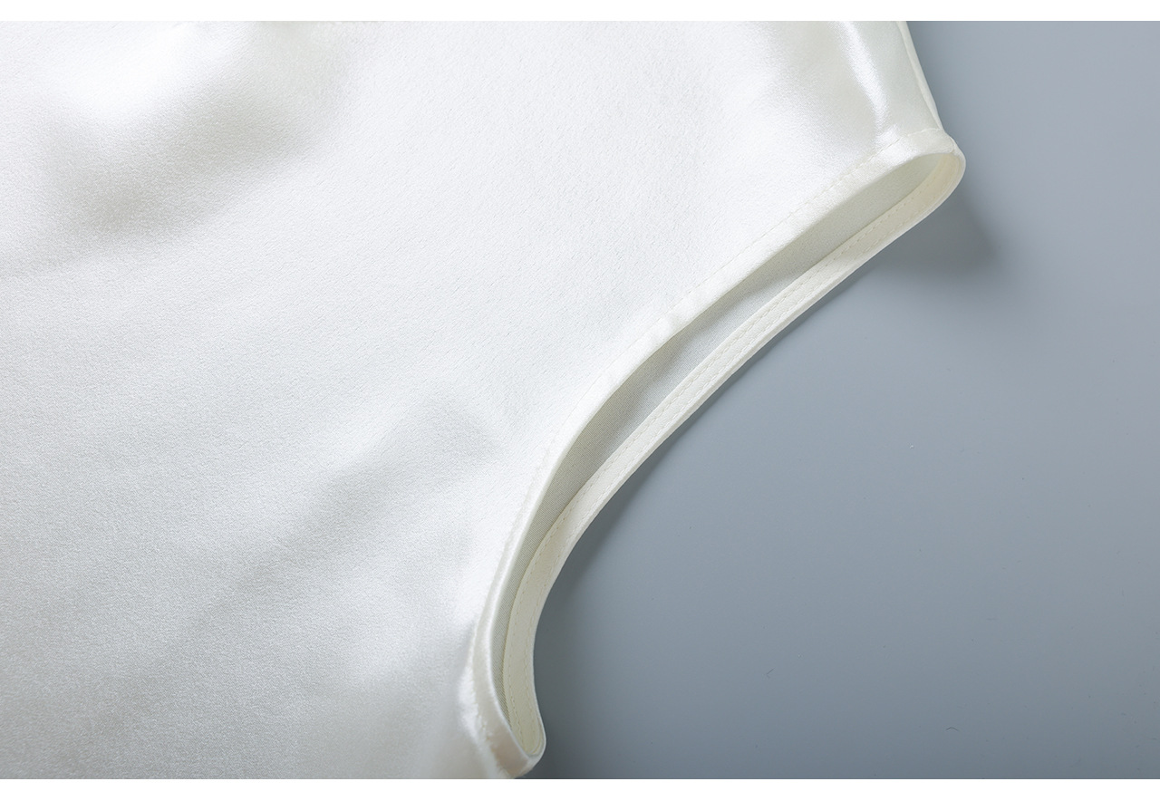 Áo hai dây nữ satin phối ren cổ chữ V — màu đen chi tiết 26