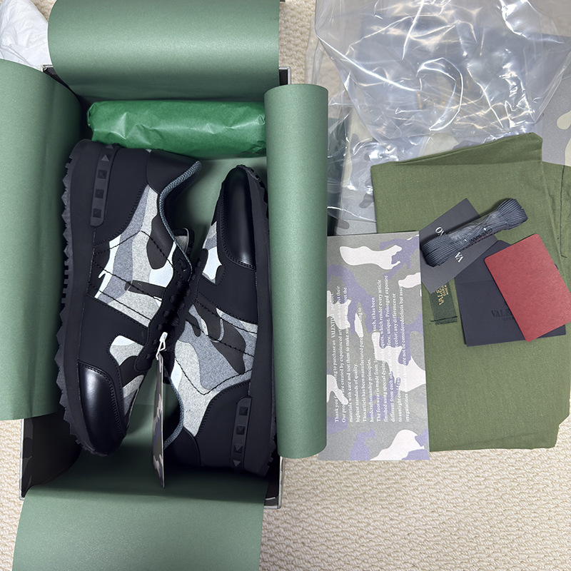 Estación europea transfronteriza VT camuflaje zapatilla masculina versión alta de remaches gruesa-suela de cuero moda casual encaje hasta color marea zapatos