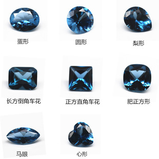 Factory batch of 5A round and miscellaneous 120# blue-green sharp crystal bare stone synthetic shape color card 120 blue-green sharp crystal