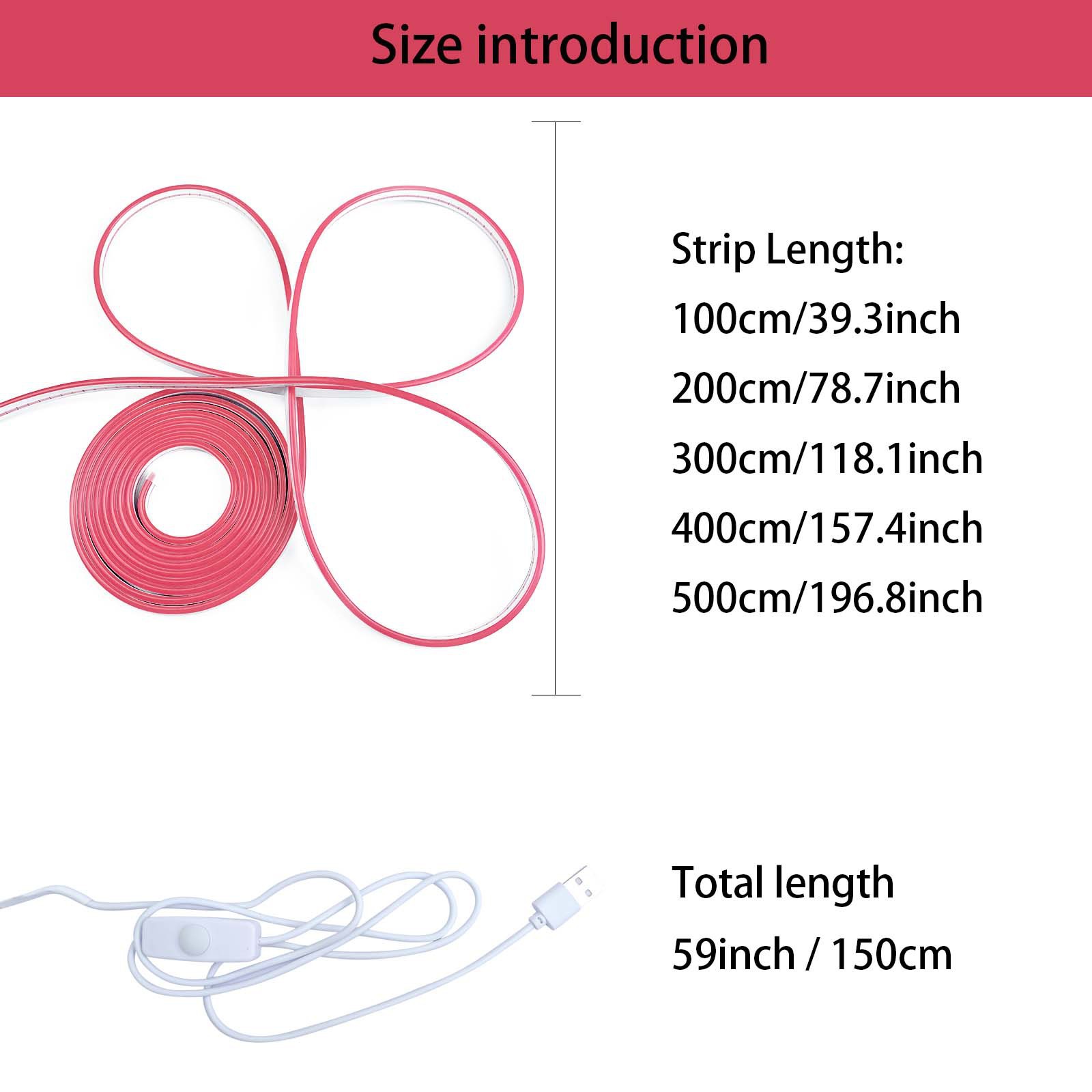 Luz de neón USB 5V con interruptor botón de atenuación LED de baja tensión flexible impermeable luz blanca cálida banda de luz blanca