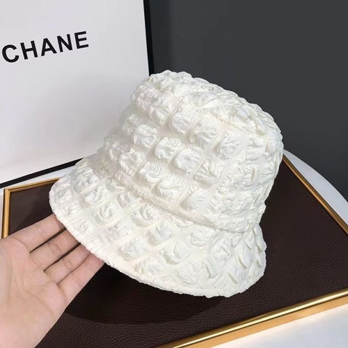 Zhao Lusi's same style Japanese style simple texture seersucker fisherman hat women's casual and versatile spring and autumn beige basin hat