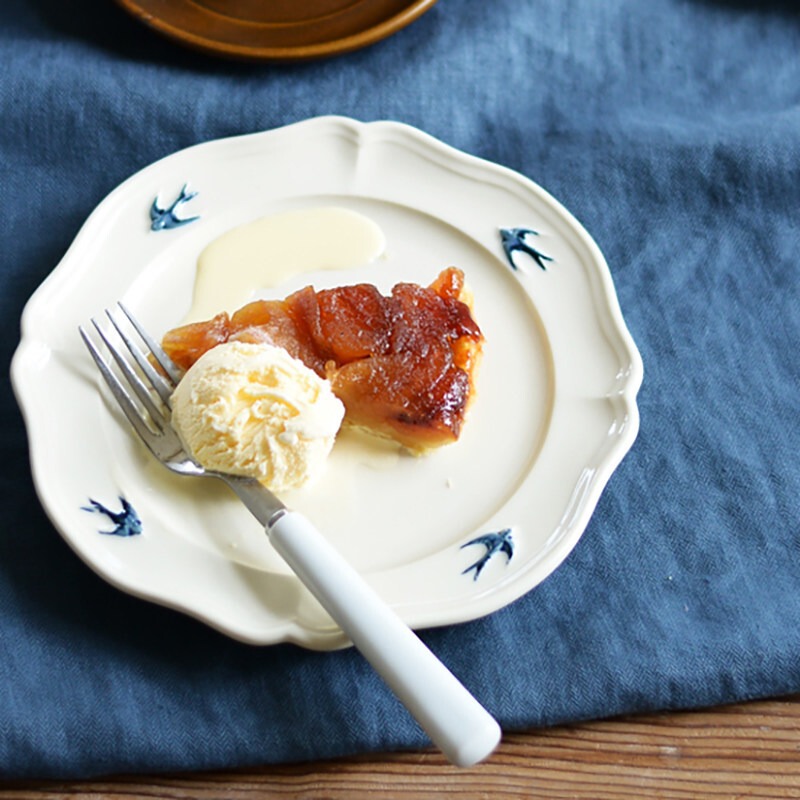 Studio m Japanese Imported Popular French Retro Swallow Lace Dinner Plate Ceramic Fruit Dessert Oval Plate