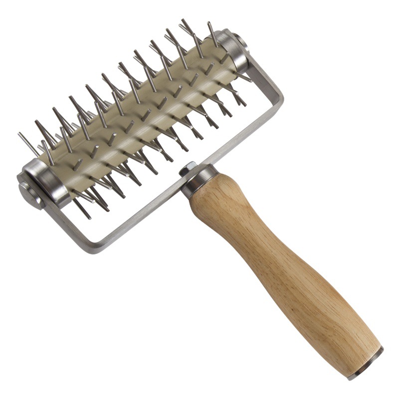Oak Pizza puncher hornear postre herramienta en stock Rueda galleta panqueque Pizza aguja rodillo puncher al por mayor image 1