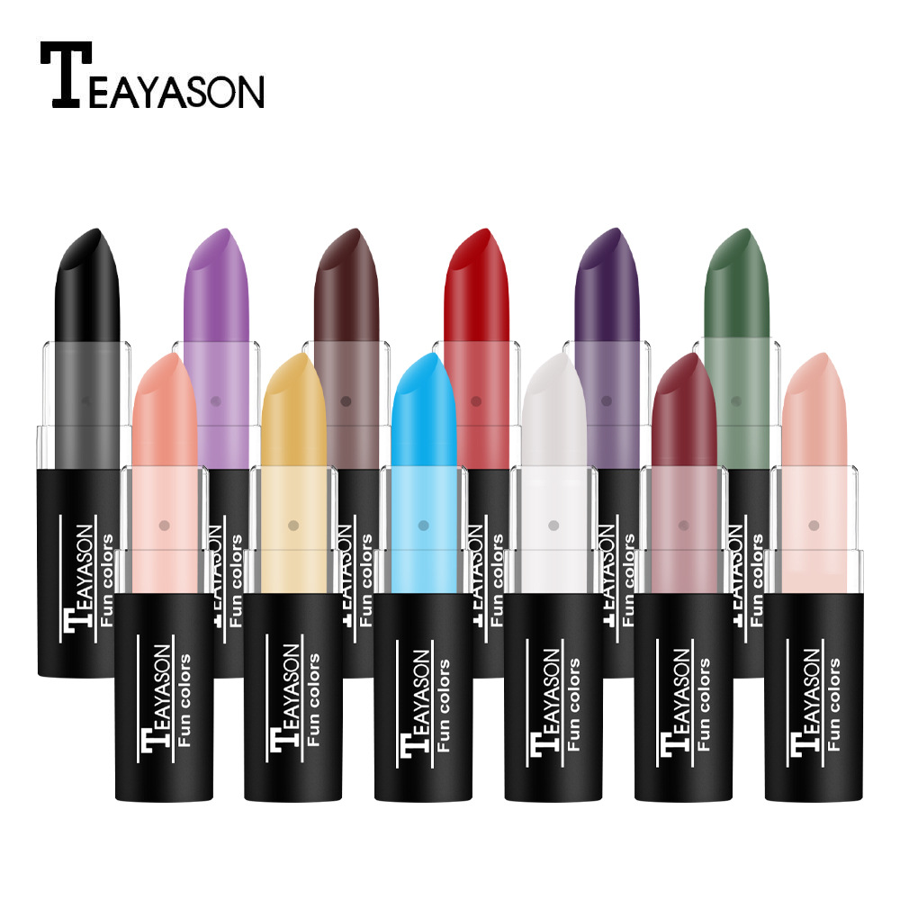 Cross-Border Dark White Nude Vampire Olive Green Black Purple Halloween Creative Makeup Retro Lipstick_voghion.com