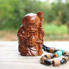 老挝木雕手把件老寿星手工实木雕刻把玩件做寿工艺小件