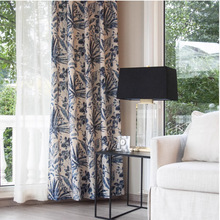 伊芙 美式轻奢现代复古棉麻加厚新中式定 制客厅卧室书房窗帘布料