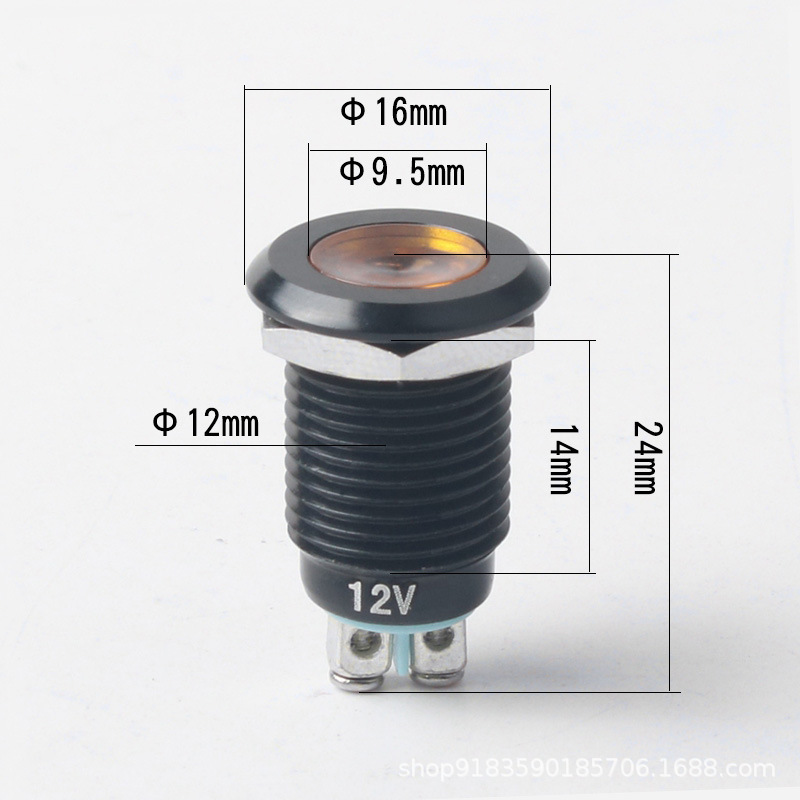 黑色指示灯金属信号灯5v12v220v双色电源交直流ACDC12mm16mm22mm