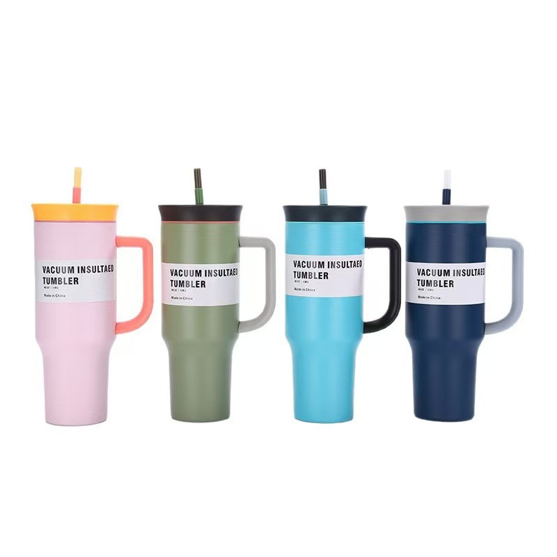Vaso para Auto de 40 oz de Amazon, Mismo Modelo que Owala, Vaso Aislado con Asa para Auto, Vaso Enfriador de Agua, Vaso con Medidor de Temperatura y Pajita.