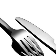 刀叉勺套装304不锈钢新款韩式镀钛金方柄牛排餐厅西餐餐具亚马逊