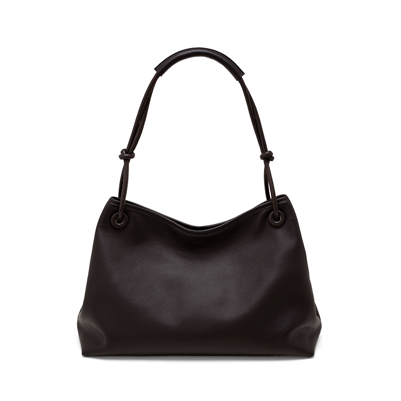 Niche Design Minimalist Shoulder Tote Bag Large Capacity Women's Underarm Bag Premium Genuine Leather Commuter Handbag - Thumbnail 8