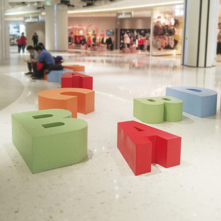 Fiberglass Letter Seat Outdoor Creative Shopping Mall Leisure Stool English Backrest Stool Public Leisure Chair Customization