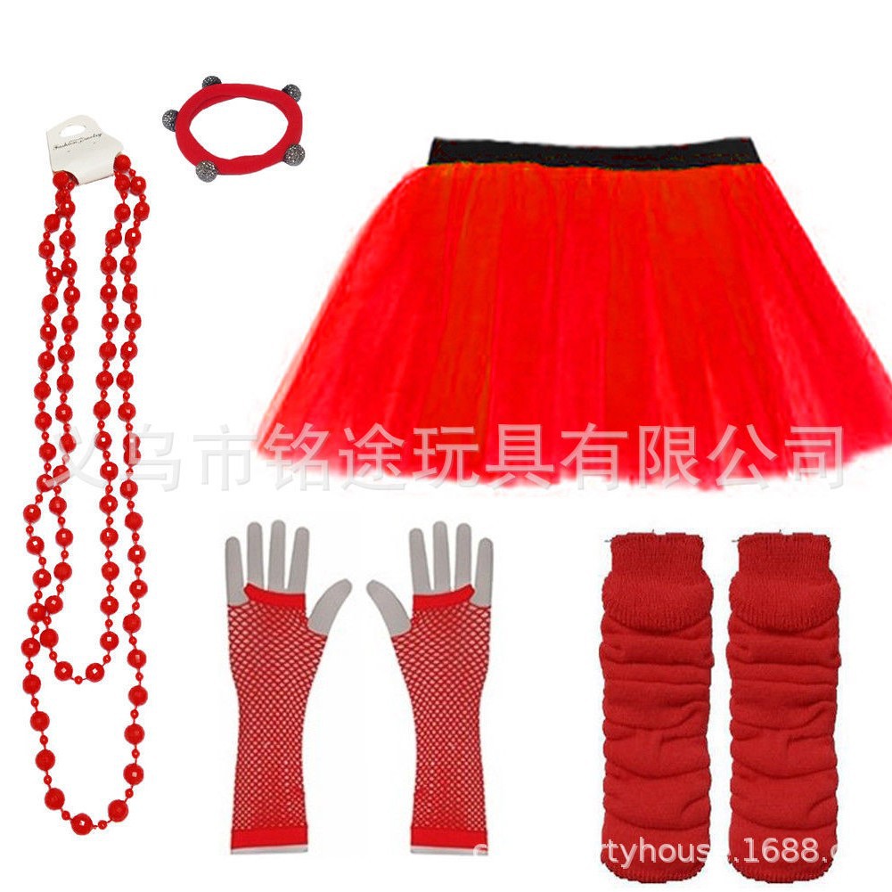 1980 s 80s traje collar pulsera falda de gasa guantes brazalete 80s Flapper girl dress