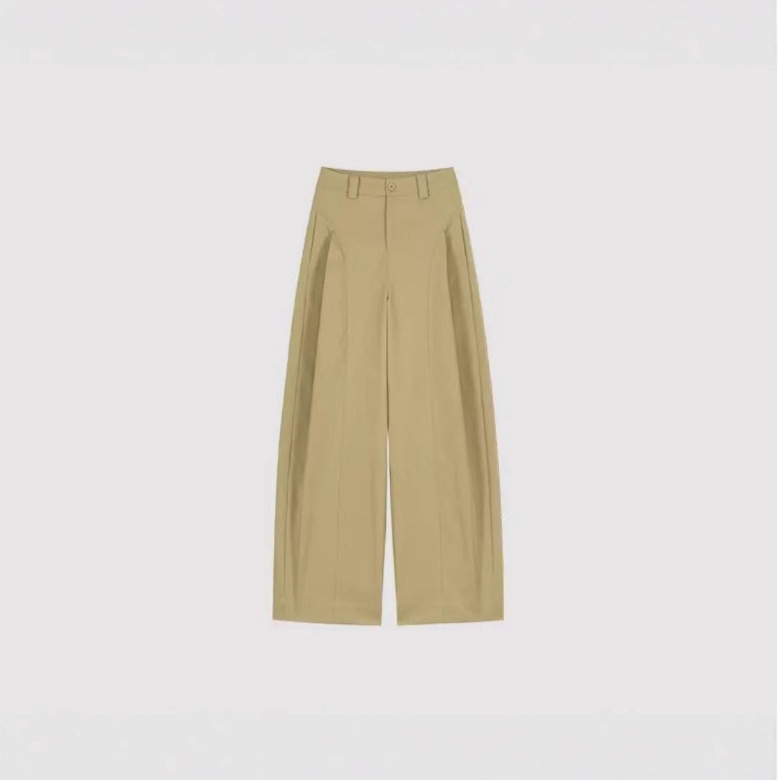 Khaki Wide-Leg Organ Pants for Women 2025 Spring and Autum New Casual Pants High-Waist Slim Floor-Length Suit Pants