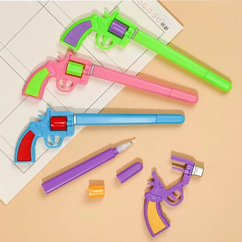 Revólver desmontable creativo Pluma de gmios Papelería linda Estilo de arma de estudiante Pluma de agua Regalo de premio al por mayor